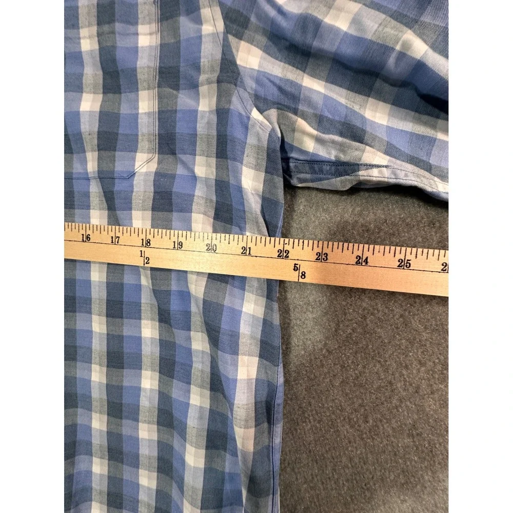 Tommy Bahama Mens Blue White Plaid Cotton Silk Blend Button Down Shirt M